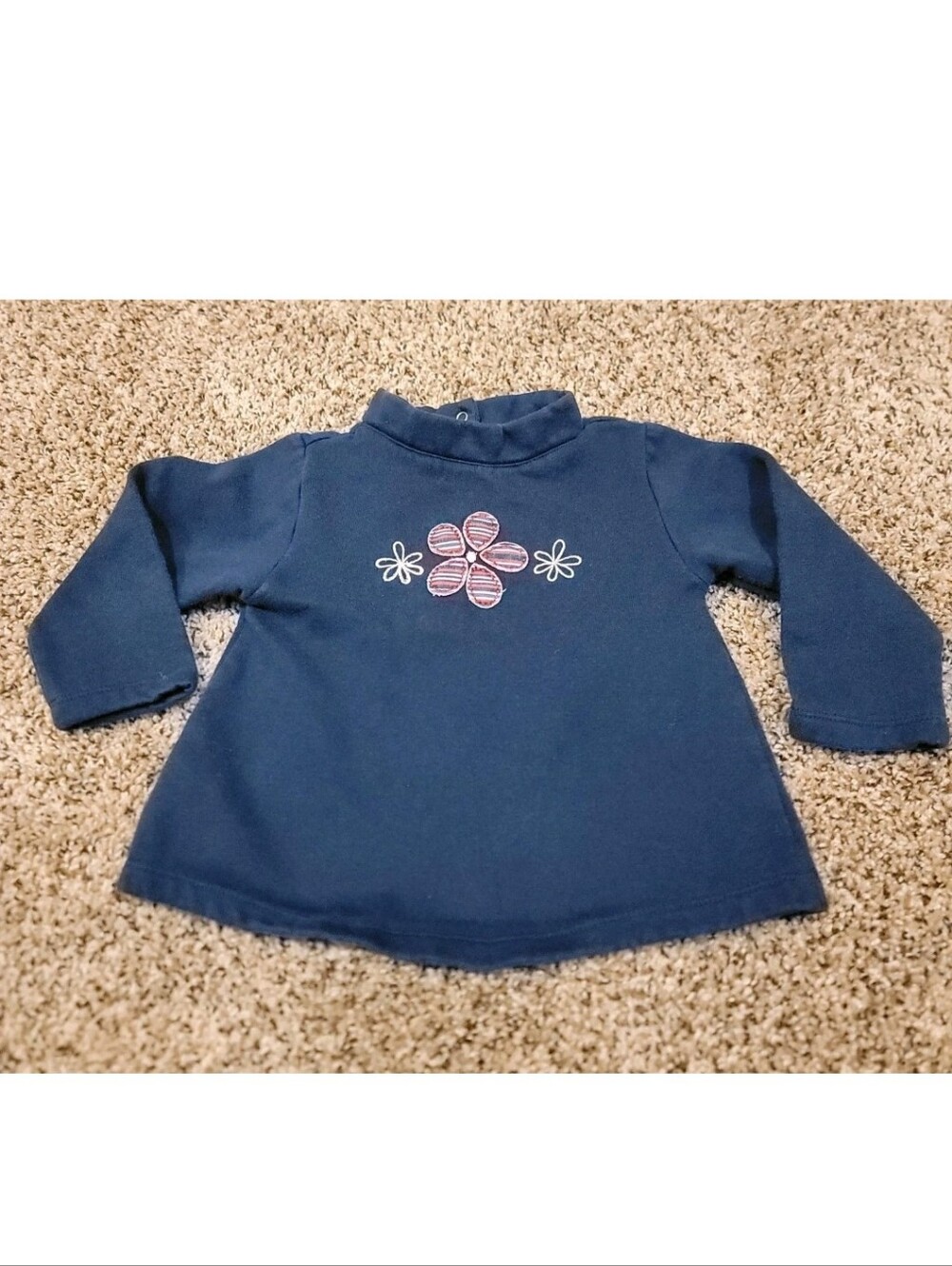 Kid Connection Pullover Shirt Toddler Girls 24M Blue Long Sleeve Floral Sweater